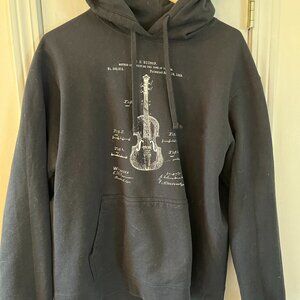 Mens Black Violin Sweatshirt hoodie L